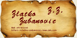 Zlatko Zubanović vizit kartica